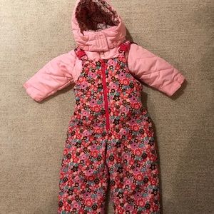 Tot Outerwear 2T, pink floral (jacket & snowpants)